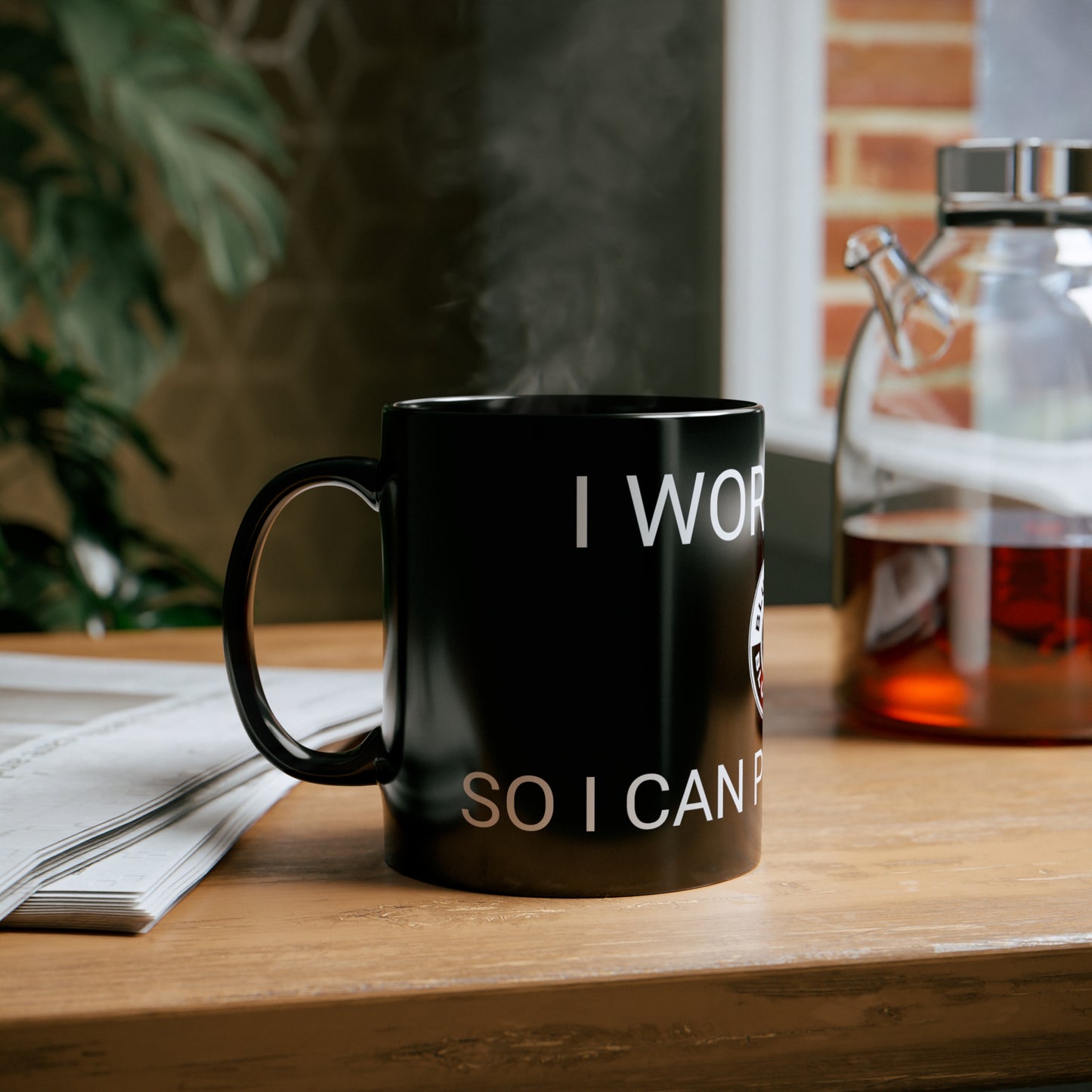 11oz Black "work hard so I can play harder" mug