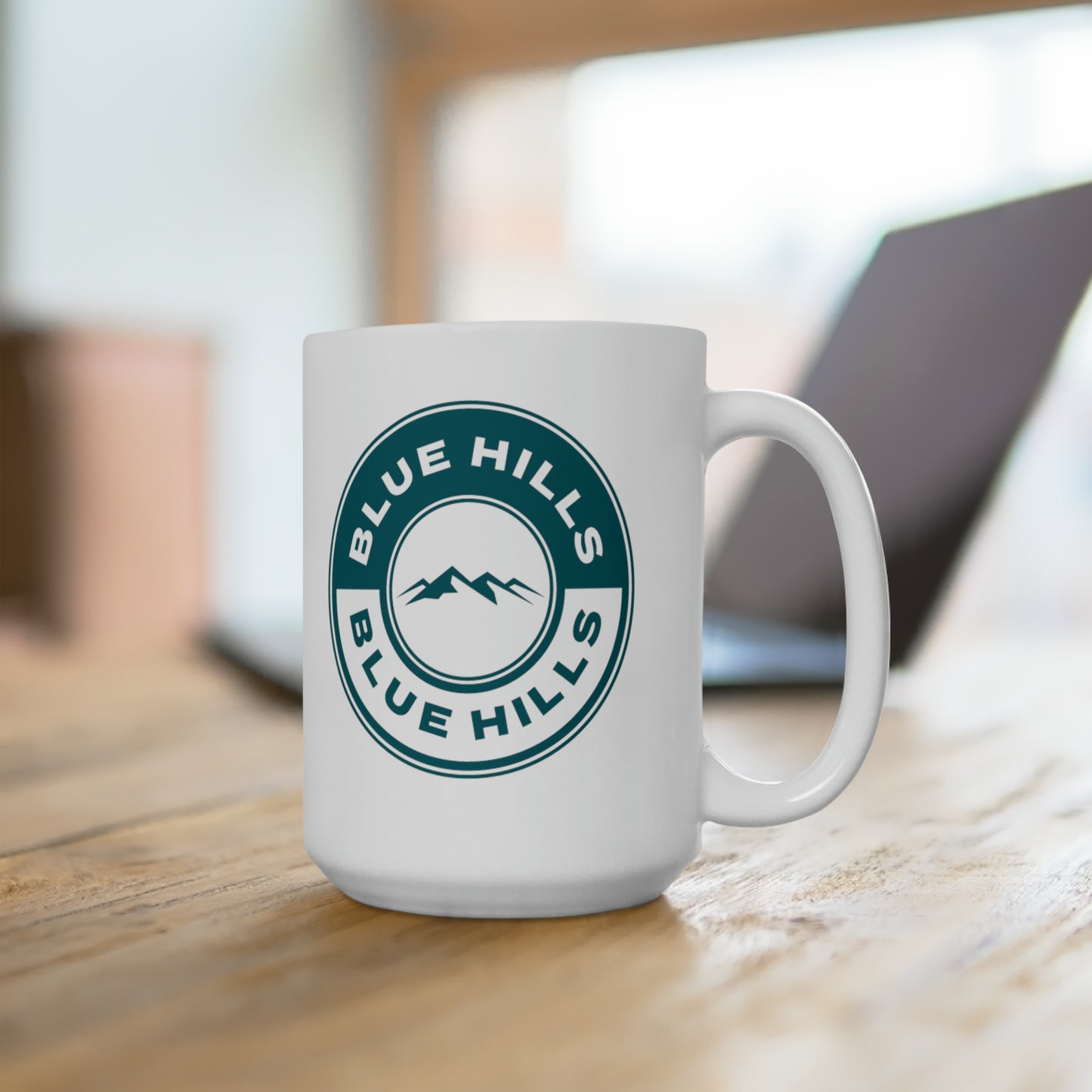 15oz White "BlueHills" signature mug