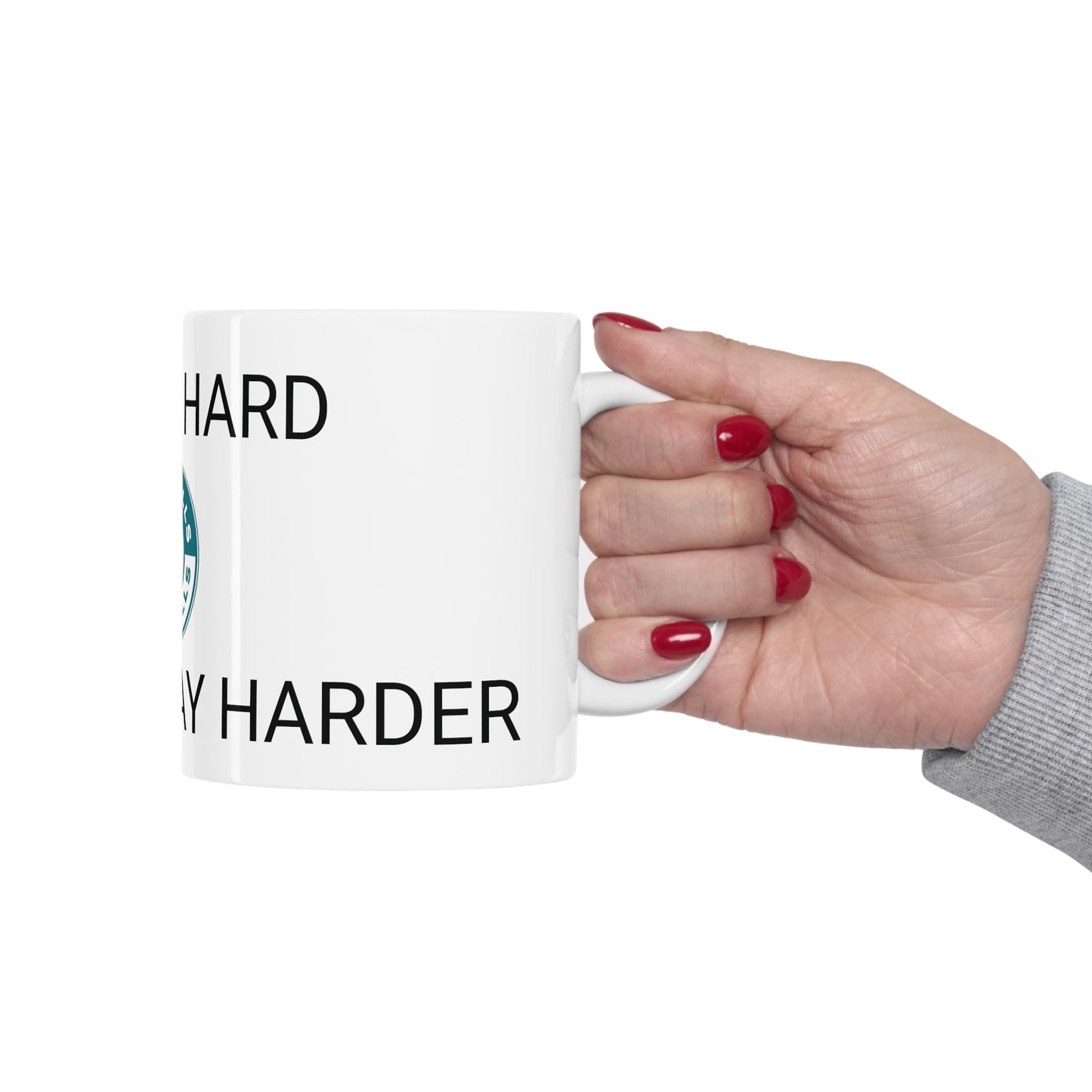 11oz White "I work hard so I can play harder" mug