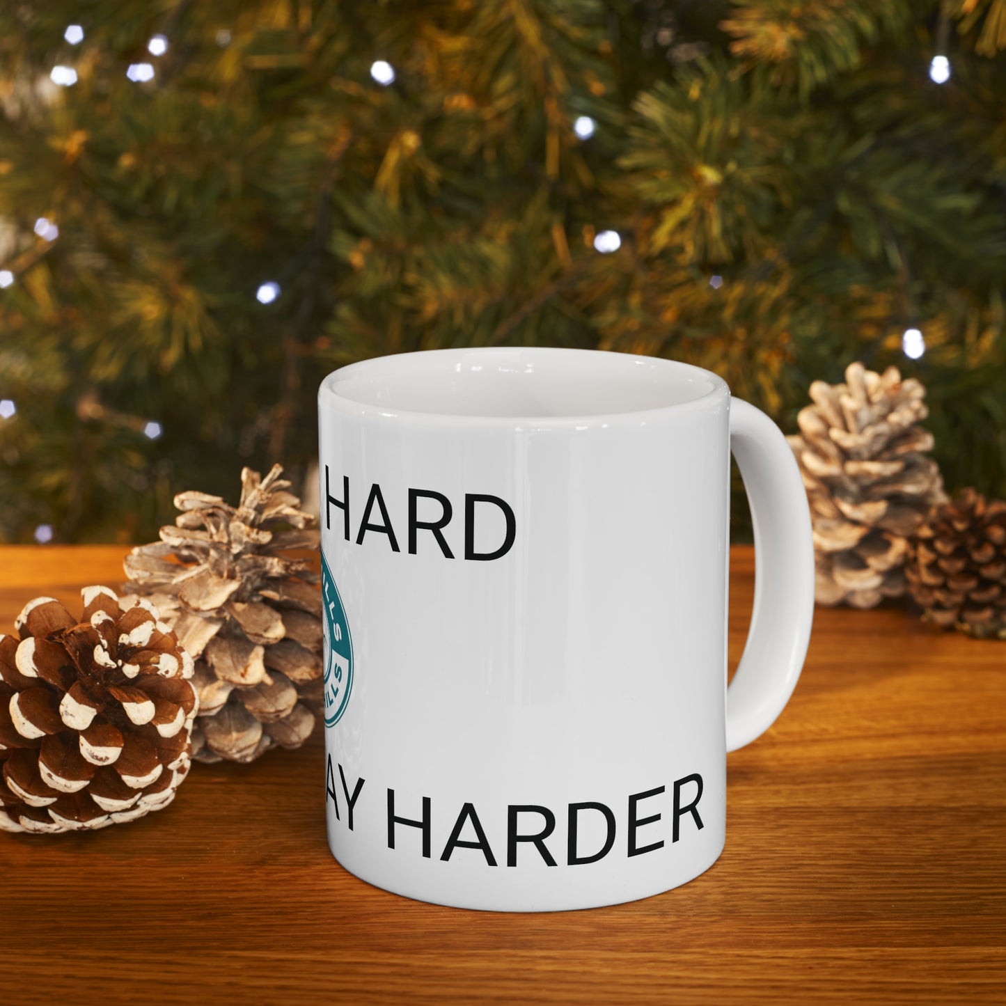 11oz White "I work hard so I can play harder" mug