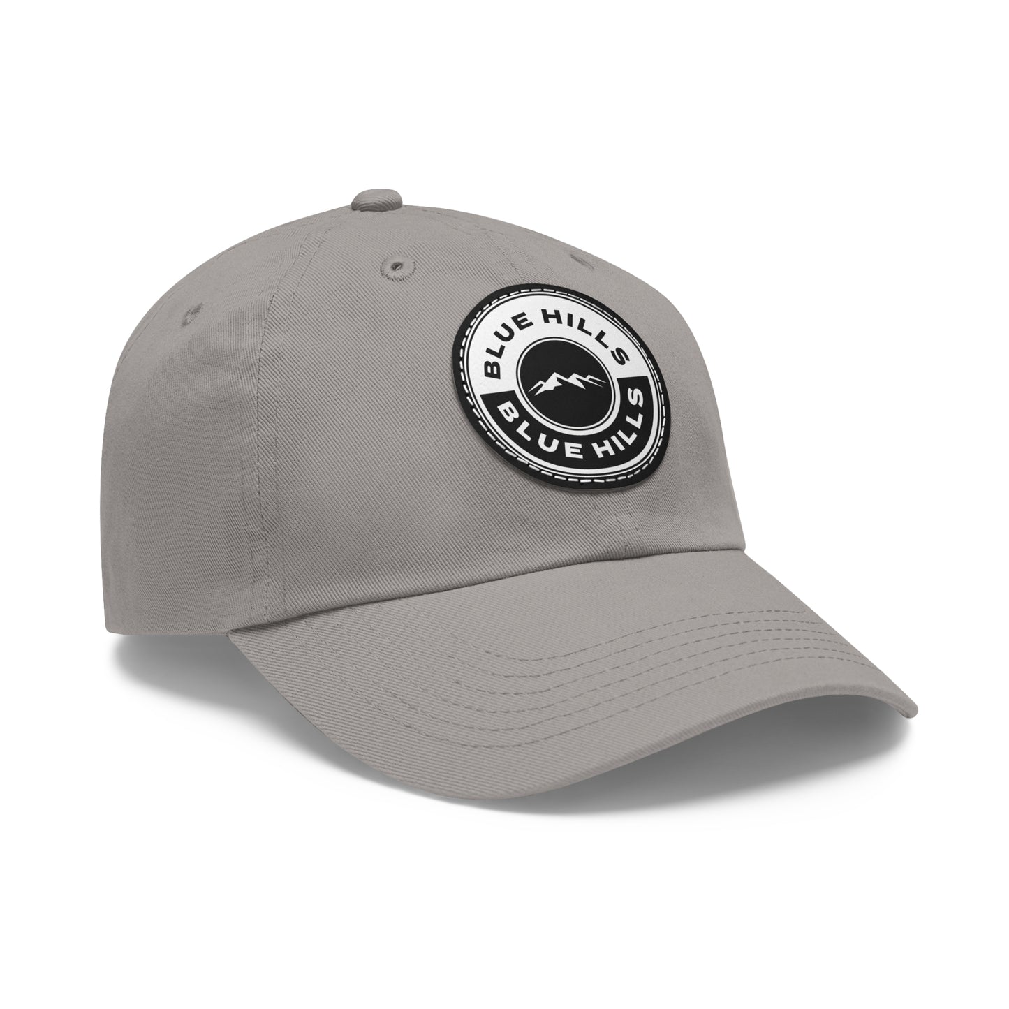 BlueHills Dad Hat with Leather Patch Logo (round)