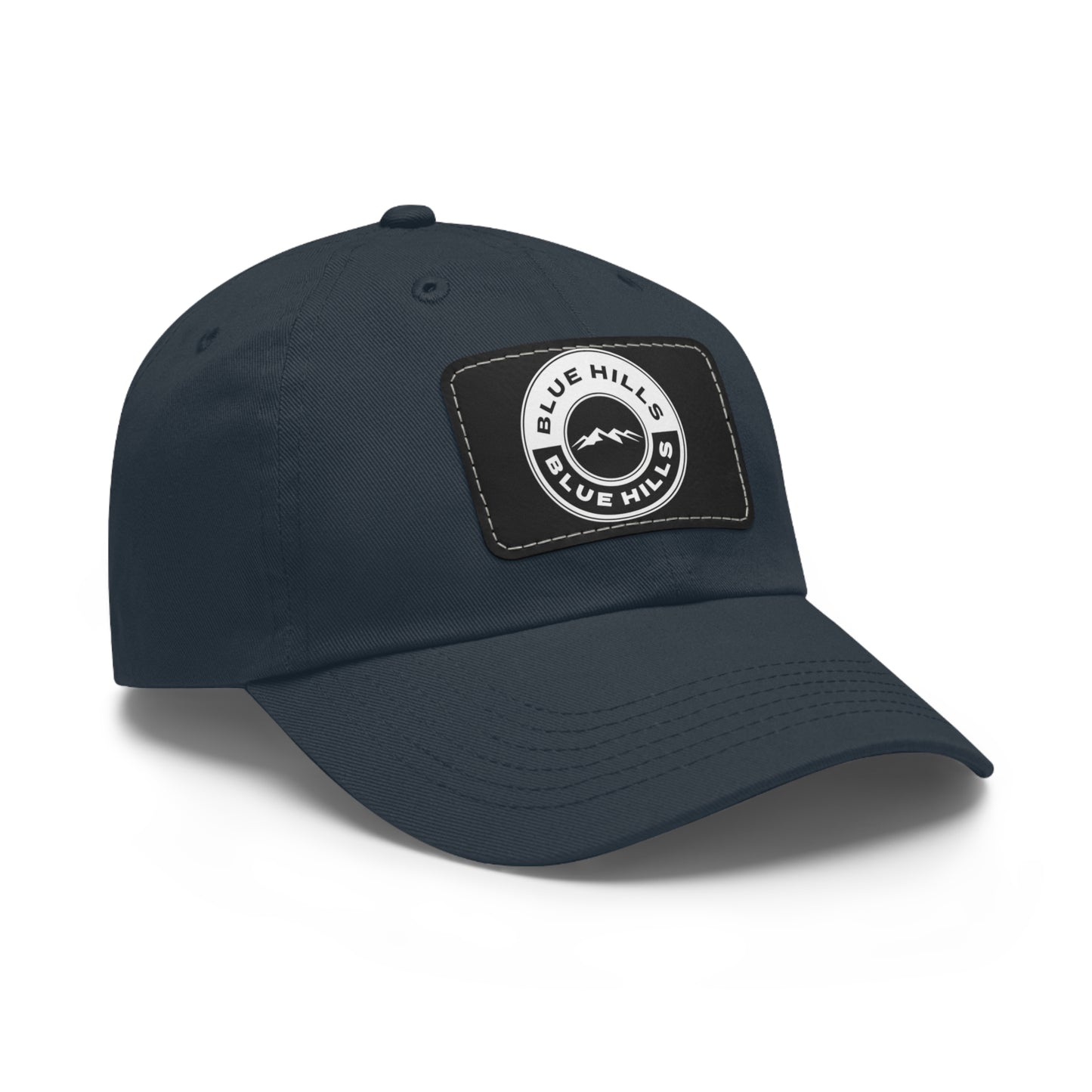 BlueHills Dad Hat with Leather Patch Logo (rectangle)