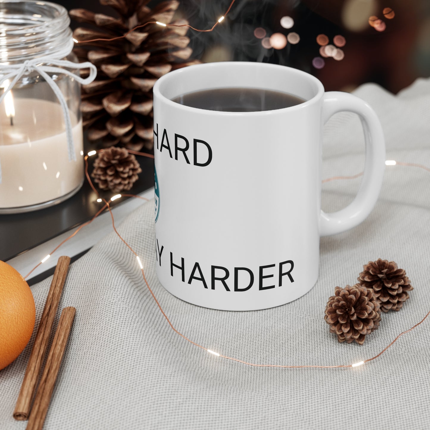 11oz White "I work hard so I can play harder" mug