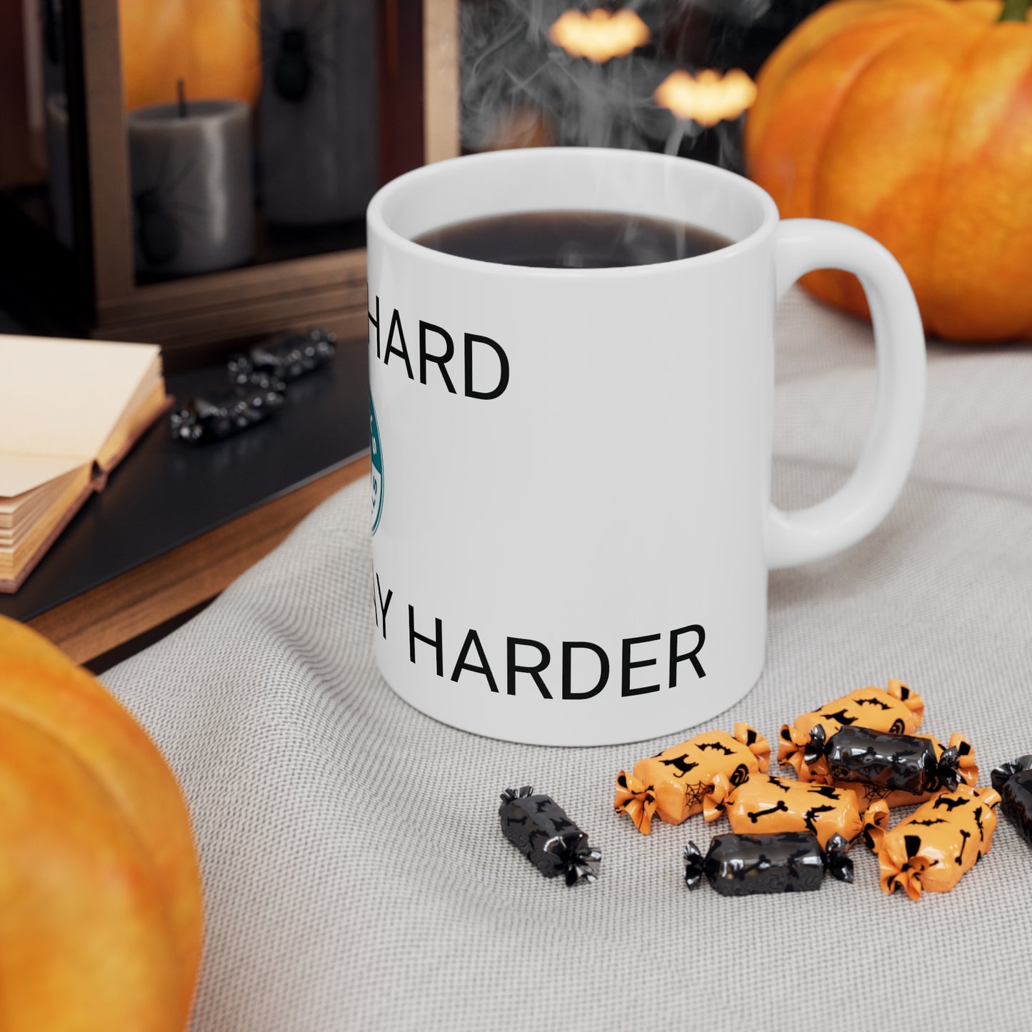 11oz White "I work hard so I can play harder" mug