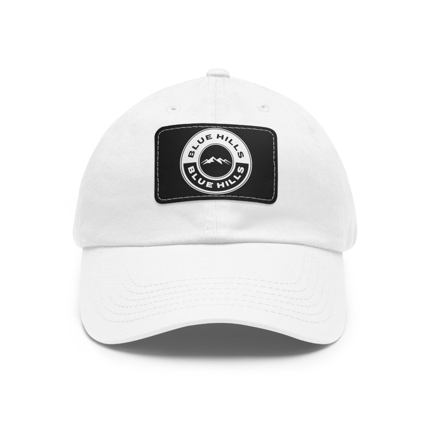 BlueHills Dad Hat with Leather Patch Logo (rectangle)