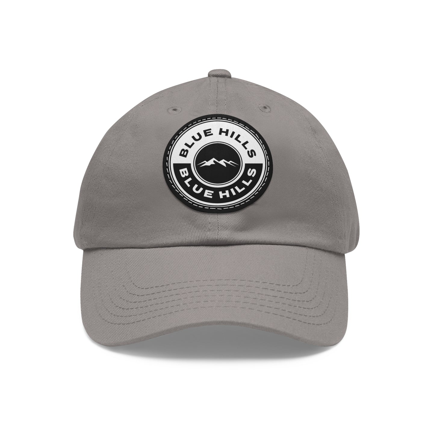 BlueHills Dad Hat with Leather Patch Logo (round)